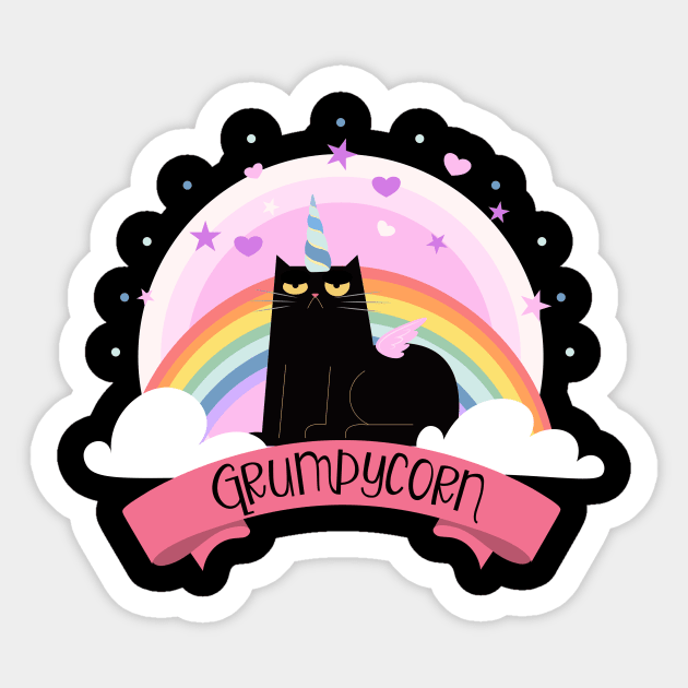 Grumpycorn Grumpy Unicorn Cat Sticker by Bingsi